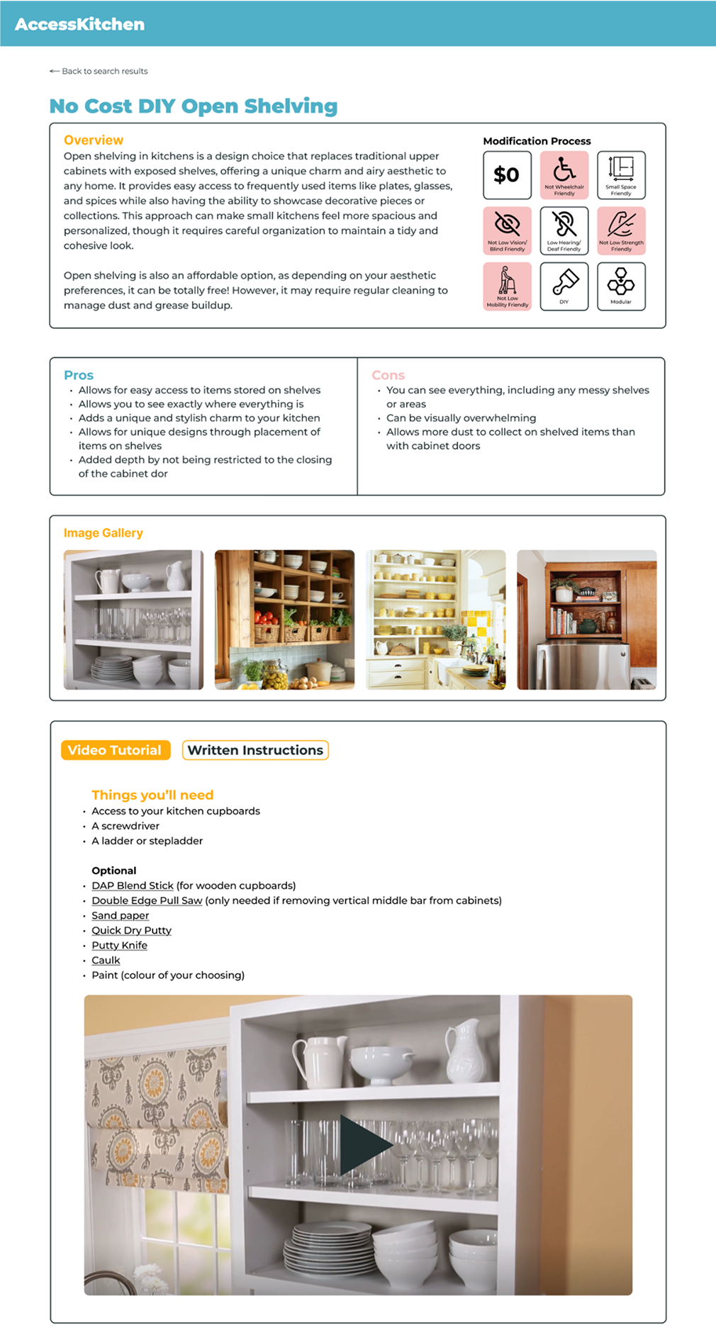 Modification article with all relevant information and instructions from the early prototype of AccessAble